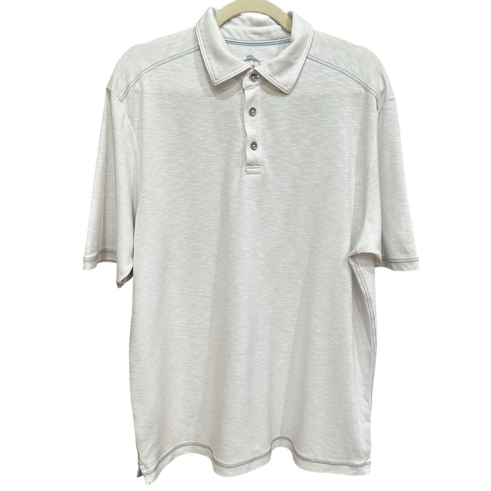 Tommy Bahama Men's Classic White Polo Shirt Sz L Breathable Soft Tencel Lyocell